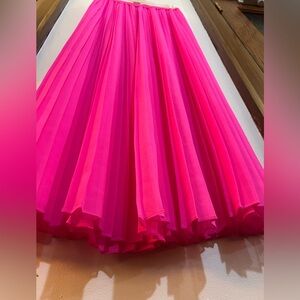 Victoria's Secret Sheer Hot Pink Pleated Maxi Skirt